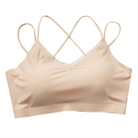 浅杏内衣女士无钢圈美背裹胸聚拢轻薄款文胸学生夏季运动透气背心