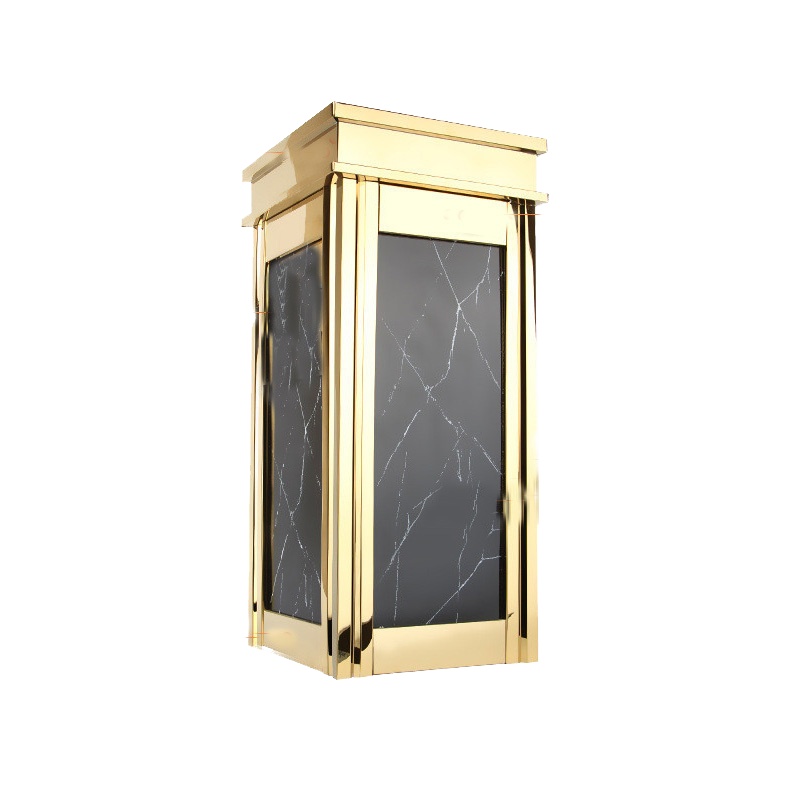 仿大理石垃圾桶_2个装_宾馆酒店垃圾桶带烟灰缸欧式方形不锈钢垃圾筒 包送货