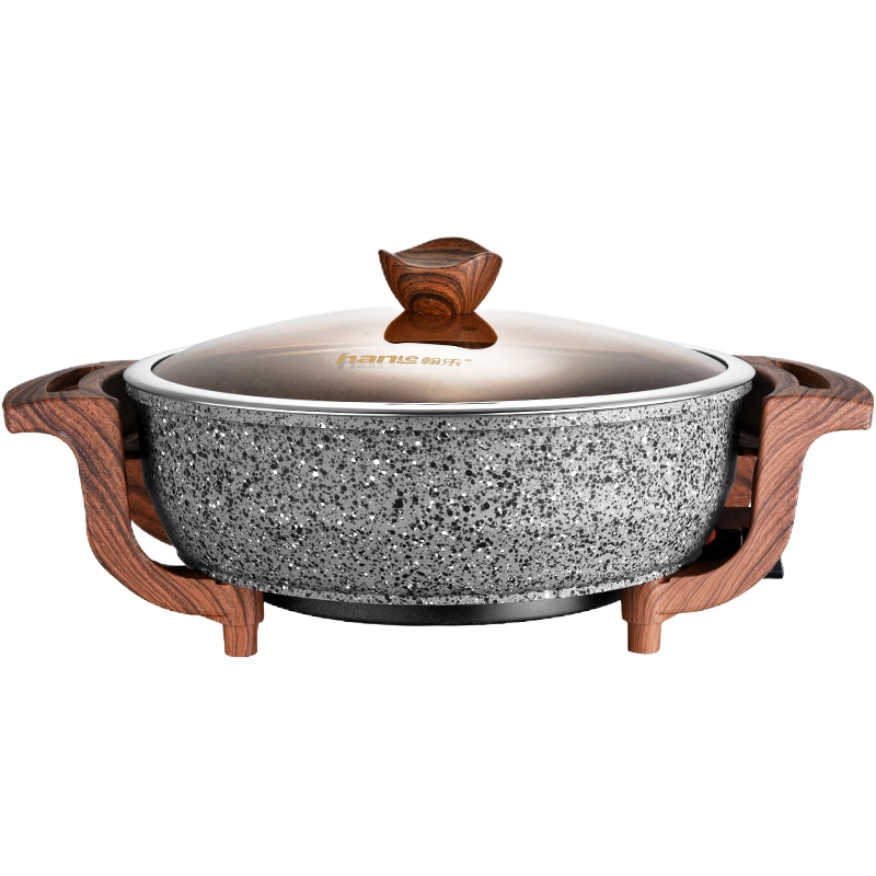 翰乐HL-A9天然原石美食锅 高端品味大容量聚餐电火锅电炒锅(起订6台,可组合)