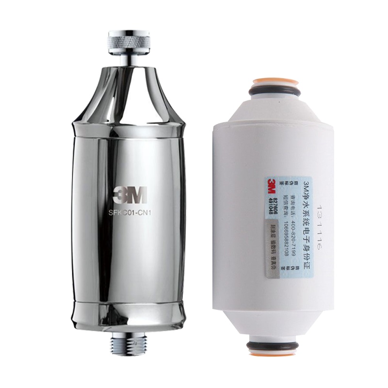 3M沐浴净化器淋浴过滤器套装组合过滤水龙头 花洒过滤器净水器 SFKC01-CN1+替换滤芯