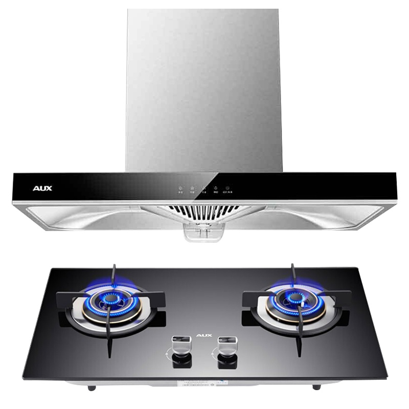 奥克斯烟灶套装大风量易清洁,钢化玻璃面板电偶熄火保护,噪音小,一级能耗更节能