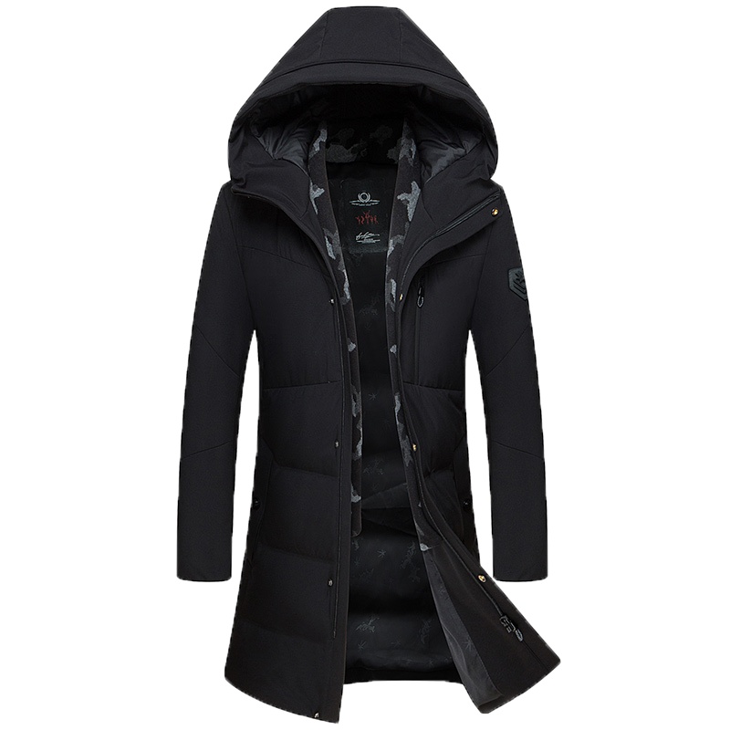 冰洁 男士2020羽绒服中长款连帽带围巾外套冬季新款商务保暖防寒服