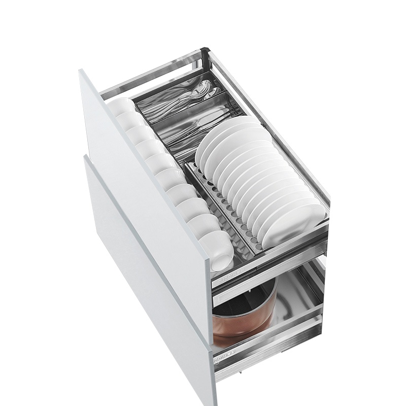 HIGOLD/悍高 橱柜拉篮 双层加厚不锈钢厨房碗碟架 厨具收纳碗篮