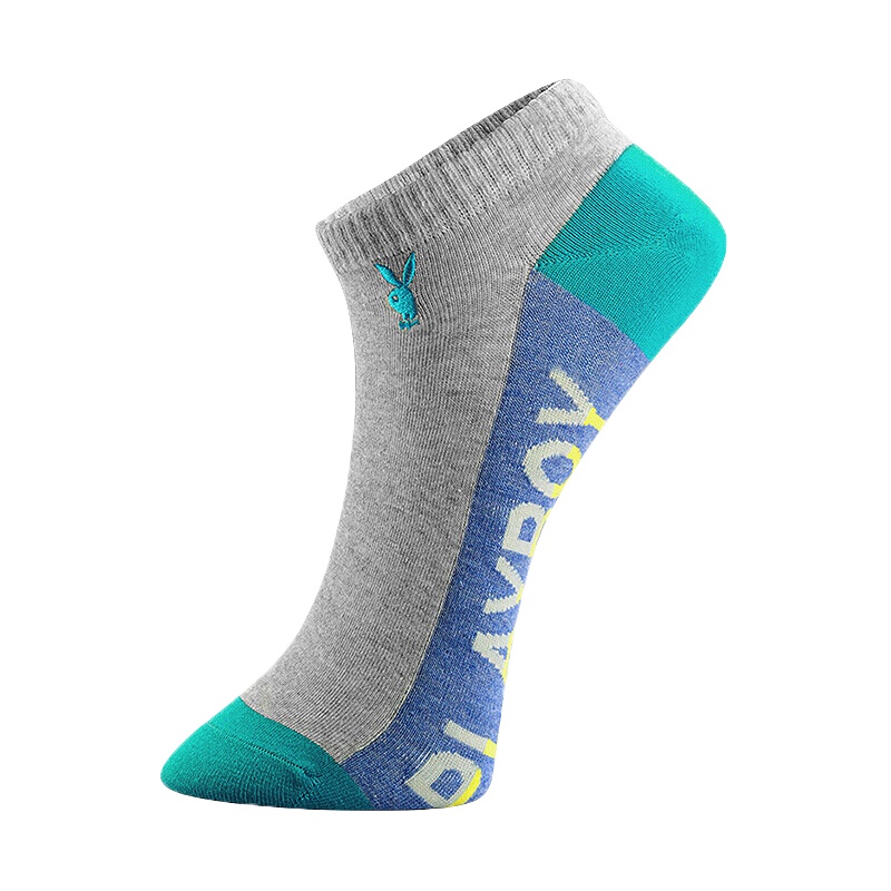 花花公子男士船袜男精梳棉浅口袜撞色休闲低帮隐形袜6双礼盒装