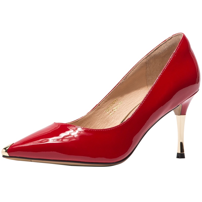 St&Sat/星期六 春尖头细高跟女鞋婚鞋金属装饰单鞋SS01111043