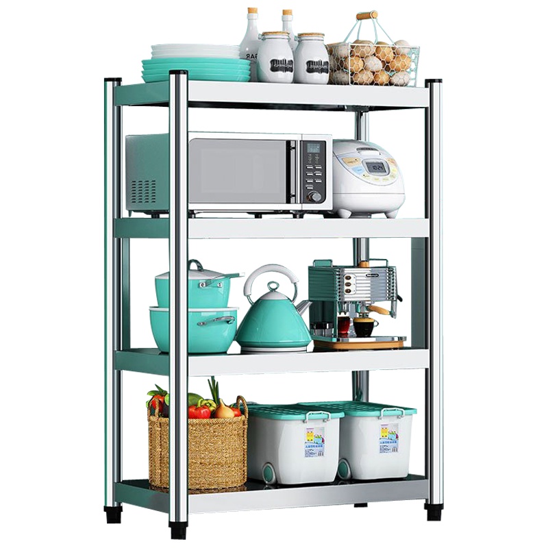 弘拜 承重型不锈钢微波炉架落地 38管厨房置物架子多层 锅盆架烤箱架子 收纳储物架