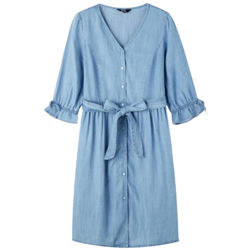 【专柜同款】Puella牛仔连衣裙v领2020新款夏季高腰显瘦休闲宽松中长款仙女裙子20013875