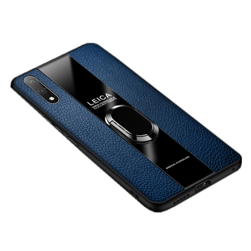 [送钢化膜]高铭宣华为畅享10plus手机壳10e皮纹男士10s车载磁吸防摔硅胶保 畅享10宝石蓝[磁吸指环款]不沾指纹