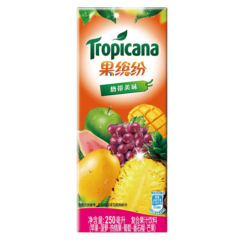 百事可乐 果缤纷热带美味250ml*24盒 果汁(整箱)