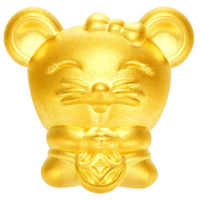 金一国囍足金3D硬金可爱鼠路路通吊坠男女宝宝通用(定价)ACD056