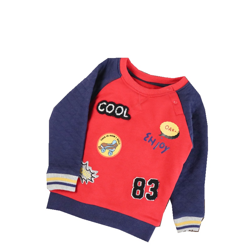 安笛贝乐童装男童红色冬季装夹棉卫衣新款童装中小童男孩儿童秋冬季加厚保暖上衣90-120cm