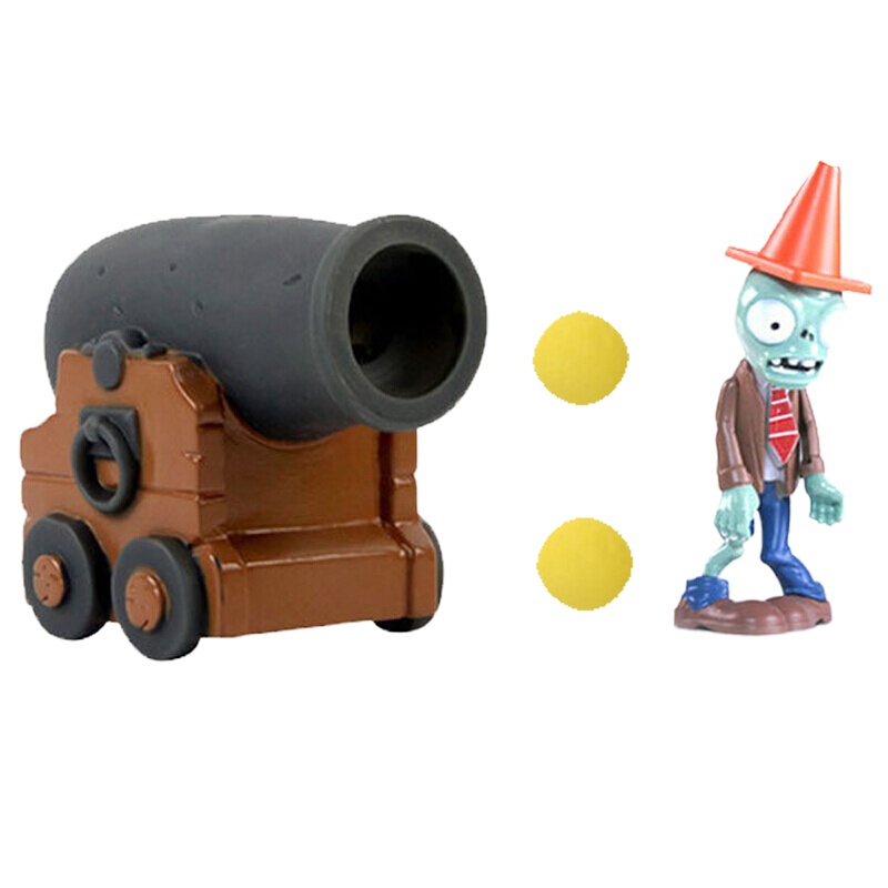 正版植物大战僵尸玩具全套2可发射套装儿童男孩豌豆射手巨人疆尸寒冰射手软胶仙人掌海盗船 软胶小鬼僵尸炮+路障僵尸