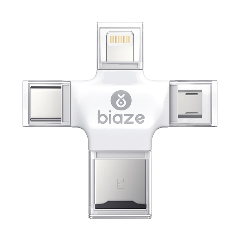 iDiskk 毕亚兹(BIAZE) 手机读卡器 四合一读卡器 手机U盘Type-C手机电脑双用 适用苹果 安卓 A6 颜