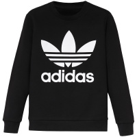 阿迪达斯三叶草男大童10-13岁装圆领卫衣休闲运动服套头衫DH2705 140 DH2705黑+白