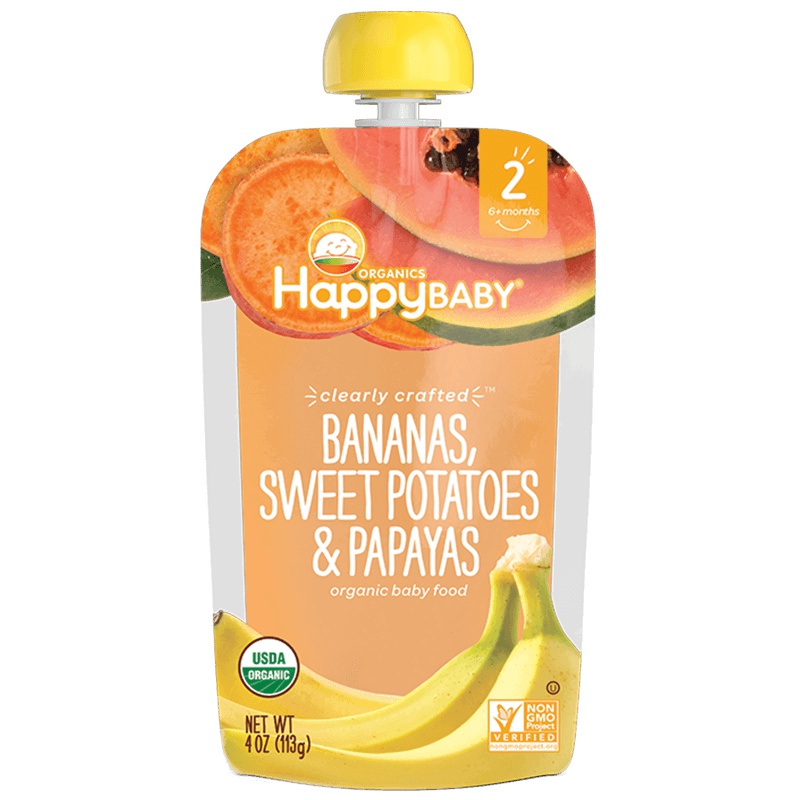 禧贝(Happy Baby)香蕉甘薯木瓜透明装果泥 113g/袋装 6个月以上