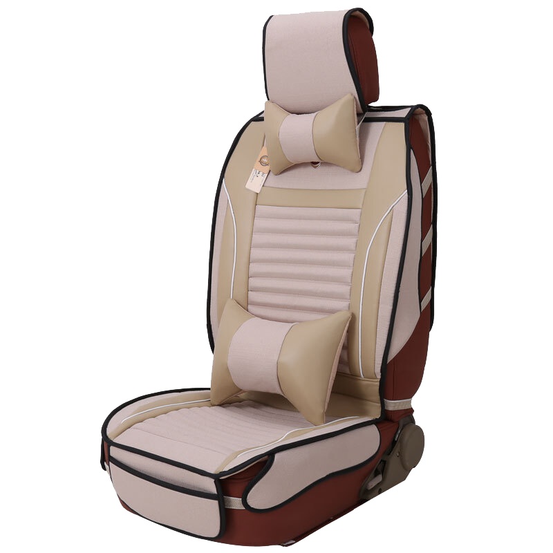 布雷什(BOLISH)五座四季通用汽车坐垫冬季仿亚麻养生保暖全包围汽车座垫车垫车内饰品皮麻豪华款温馨米