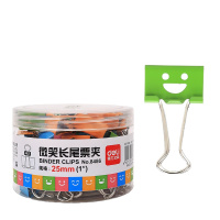 得力(deli)8487混色装40只19mm微笑系列金属长尾票夹票据夹燕尾夹