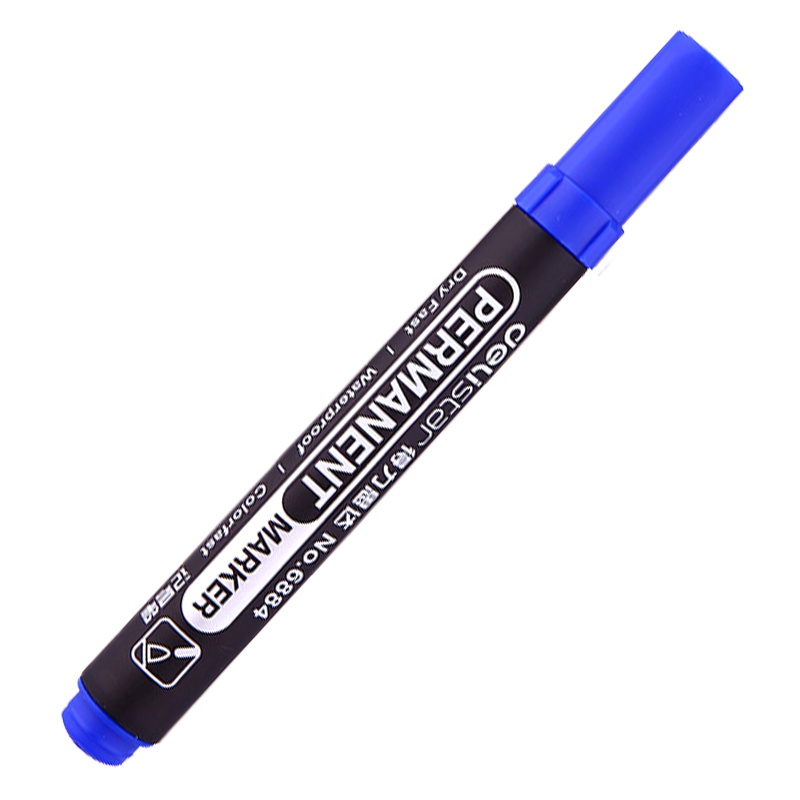 【精选】得力（deli） 6884 10支装记号笔 马克笔勾线笔油性笔 蓝色