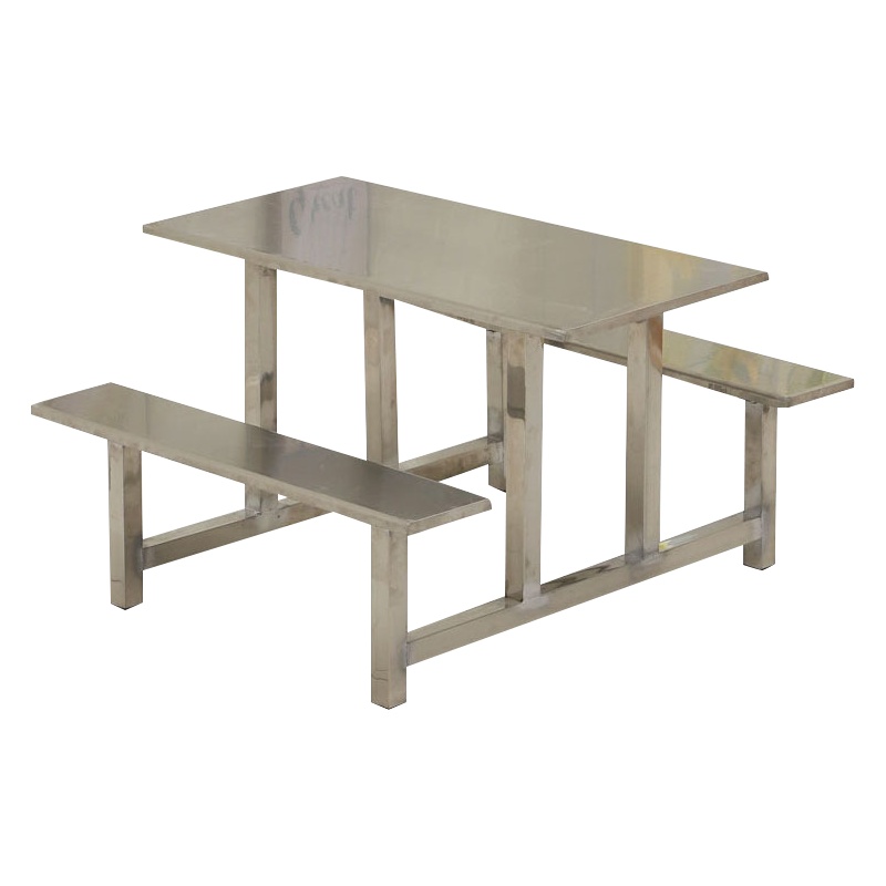 汉诺鑫威不锈钢餐桌连体餐桌椅组合学校食堂员工小吃店快餐桌椅4人6人8人4人位全套不锈钢餐桌