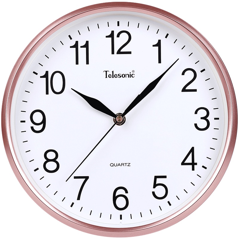 天王星(Telesonic)客厅挂钟简约时尚卧室钟表书房会议室现代创意圆形石英钟 扫秒机芯