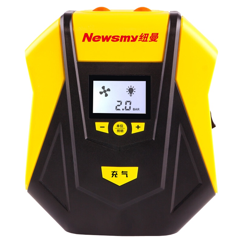 [加赠停车牌]纽曼充气泵凌翼 车载应急智能充气泵 自动加气 机动车充气床 便携快充 LCD数显照明 快速补气