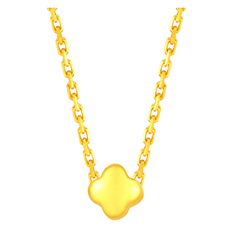 梦金园 黄金项链 足金999四叶草套链锁骨链 送闺蜜生日礼物 女款计价 黄金首饰