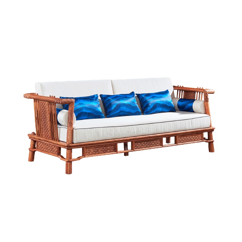 周家庄 红木家具非洲花梨(学名:刺猬紫檀)沙发 实木沙发 别墅沙发 新中式出人头地沙发组合 123+茶几+2角几