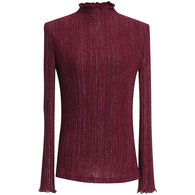 欧昵雪秋冬半高领亮丝修身显瘦打底针织衫女套头长袖毛衣