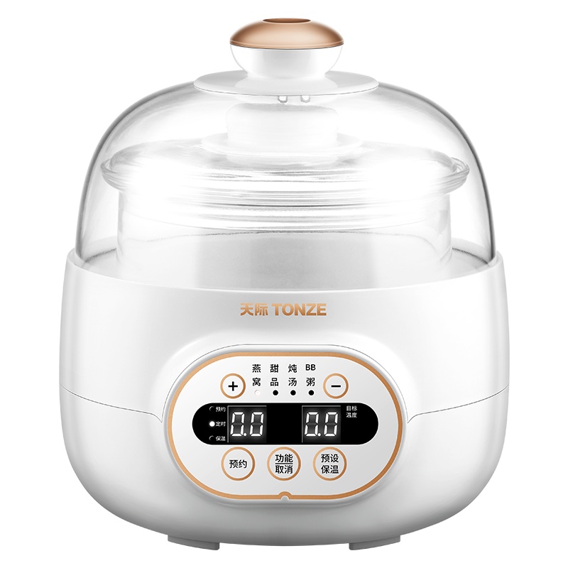 天际DGD10-10PWG电炖炖锅燕窝专用隔水炖盅玻璃内胆单胆煲汤煮粥锅小炖盅1人