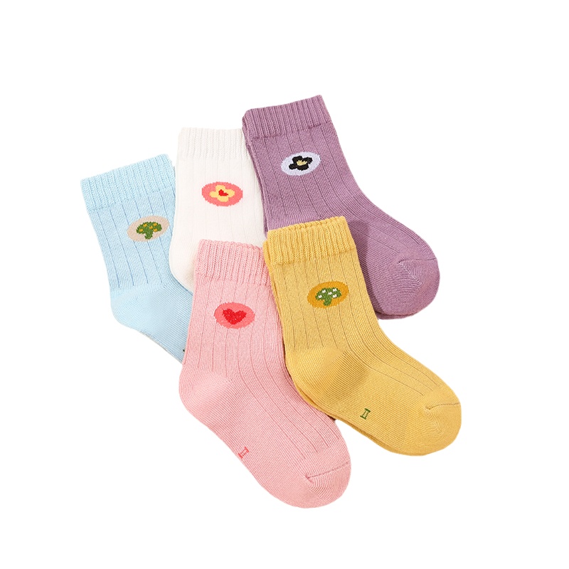 精典泰迪儿童袜子男童女童春秋款中筒袜宝宝秋冬5双童袜