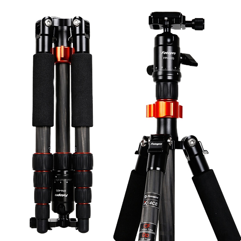 富 图 宝(Fotopro)X- 4CE 碳 纤 维 中 轴 倒 置 五 节 折 叠 便 携 三 脚 架