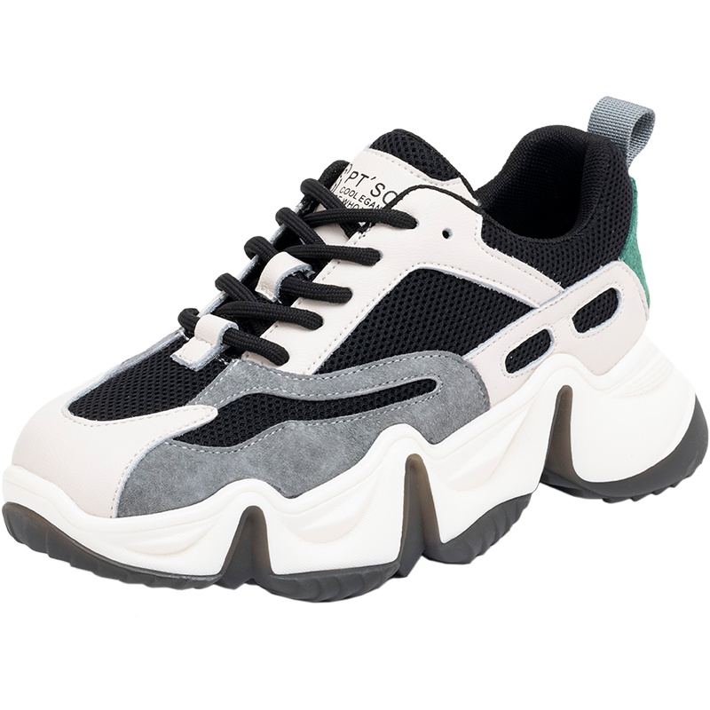 百田森新款小虎牙老爹鞋女2020春季撞色网红百搭厚底增高休闲鞋女