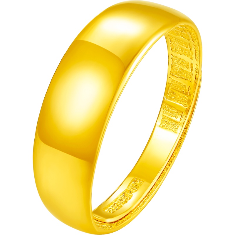 老庙黄金 足金黄金光蛇肚戒男女戒