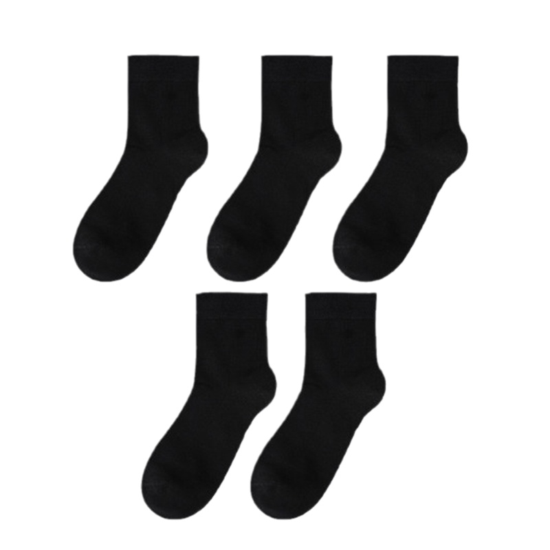 猫人袜子男黑色5双春夏纯棉男袜休闲棉袜四季中筒商务袜