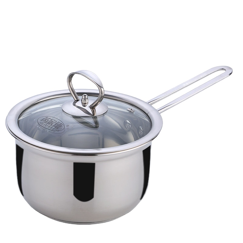304不锈钢奶锅小汤锅加厚复底热牛奶煮面迷你小锅电磁燃气炉通用 FENGHOU 内径18cm