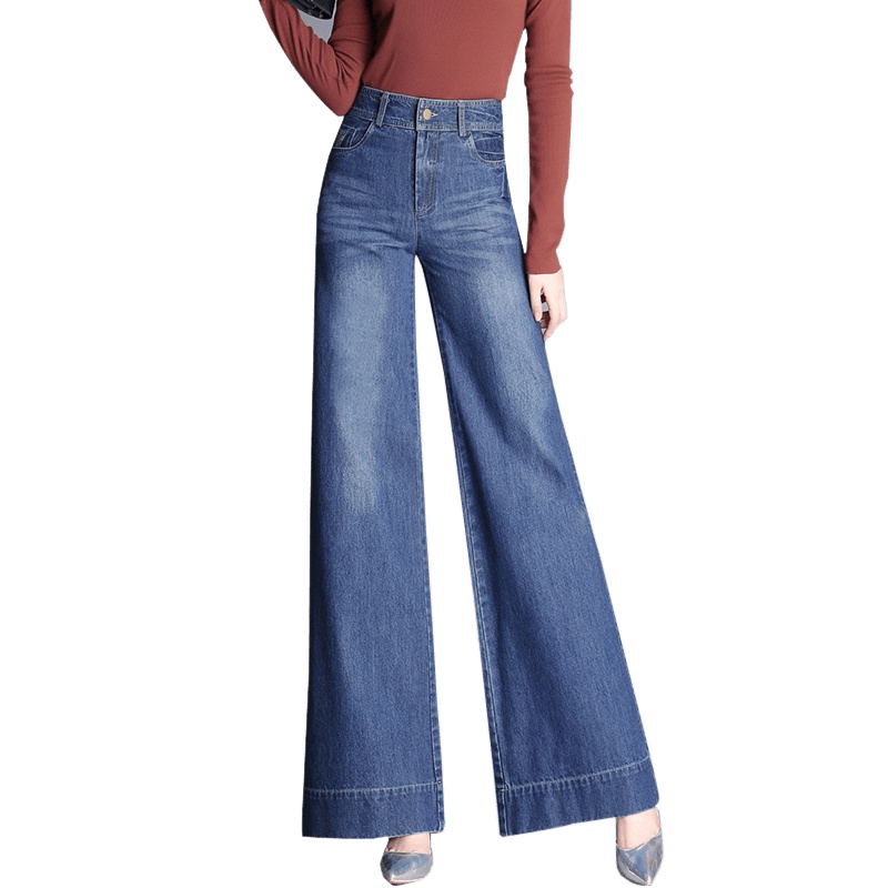 丝柏舍2019秋装女时尚阔腿裤显高显瘦款长款牛仔裤S93T4369K