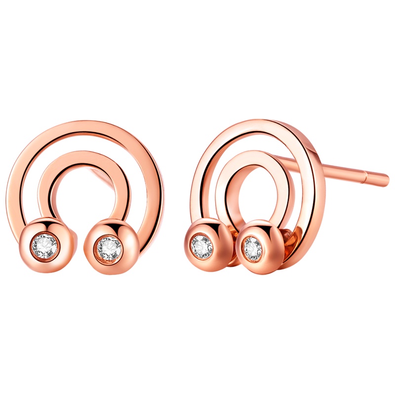 周六福18K金耳钉Running Diamond系列699