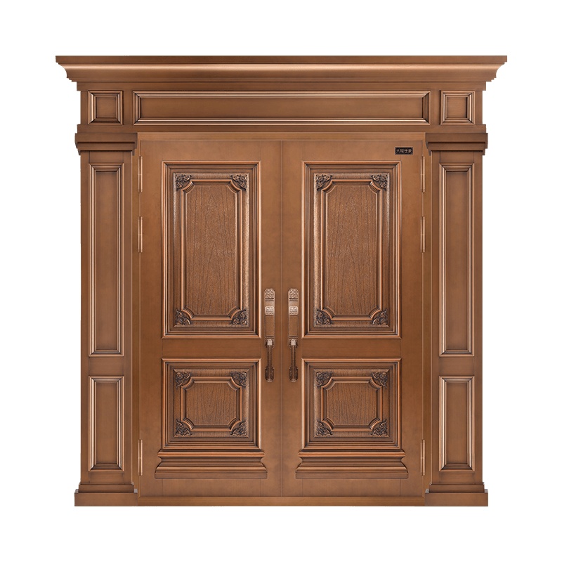 大福防盗门家用铸铝门DFSJ-1915 智能指纹锁门进户门仿铜别墅入户门子母门双开门农村对开门可定制 Fanggumen