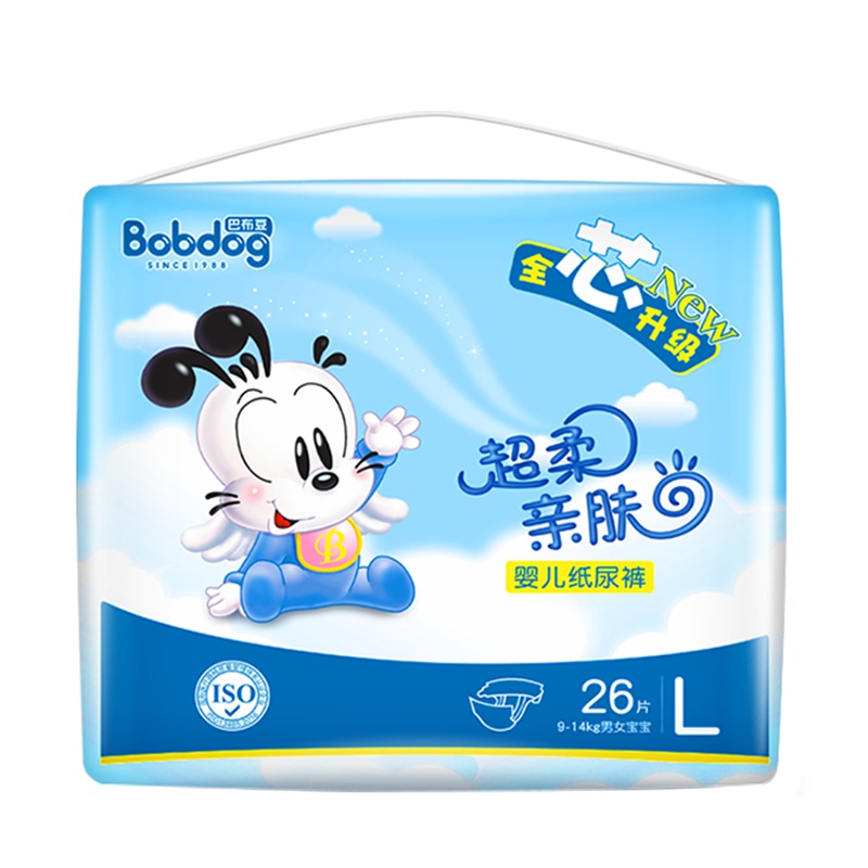 巴布豆超柔亲肤款婴儿纸尿裤L号26片