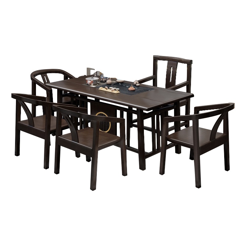 爱家生活实木茶桌椅组合禅意功夫现代简约办公室泡茶台新中式茶桌餐桌