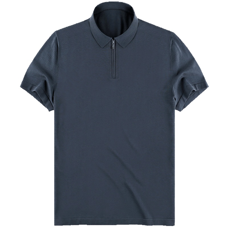 布先生新款针织短袖T恤 男士纯棉翻领拉链简约体恤衫AT10563