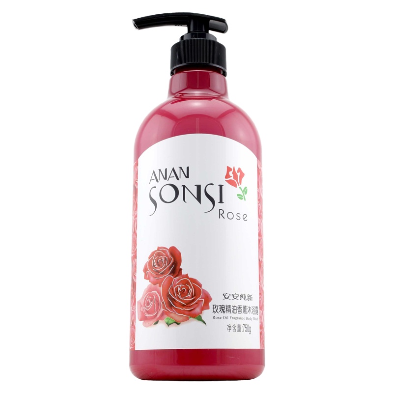 安安纯新玫瑰精油香薰沐浴露750g沐浴乳滋润保湿舒缓爽肤