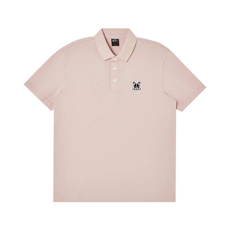 A21春季2021新款男装 合体翻领情侣短袖POLO衫男士潮牌女百搭上衣