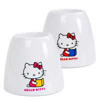 广博(GuangBo) KT86190圆形笔筒(2个) 笔座 收纳盒 Hello Kitty桌面办公文具 办公用品 白色