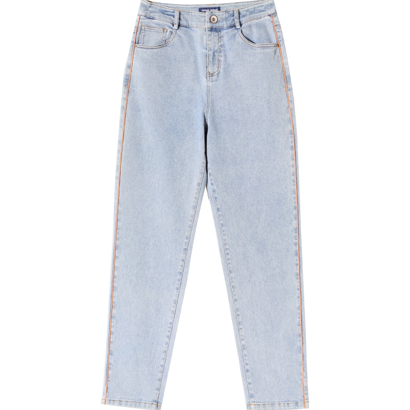 娅丽达女裤2019秋季新款浅色哈伦牛仔裤女弹力大码宽松显瘦老爹裤I3128