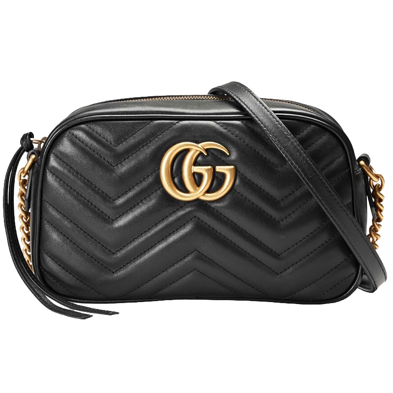 [海外直邮]GUCCI 古驰女包GG Marmont系列黑色小号单肩斜挎包447632 DTD1D 1000