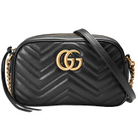 [海外直邮]GUCCI 古驰女包GG Marmont系列黑色小号单肩斜挎包447632 DTD1D 1000