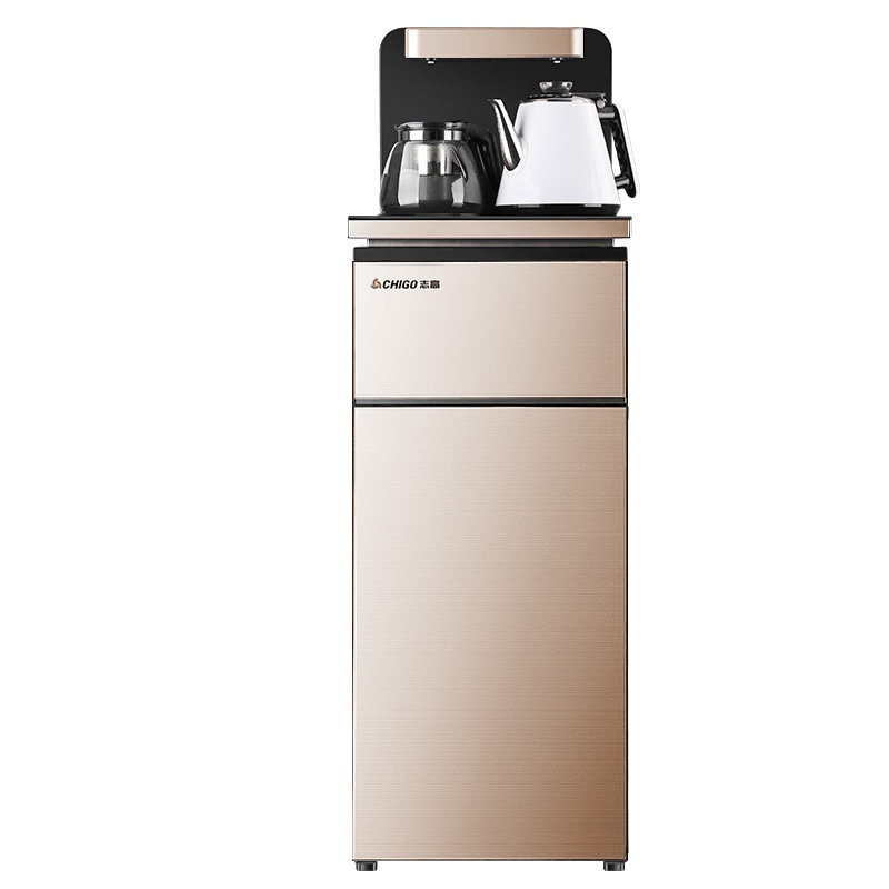 志高JB-23家用饮水机高端立式温热茶吧机,304食品级不锈钢下置水桶智能温控防干烧安全童锁 双壶配置真沸腾钢化玻璃面板