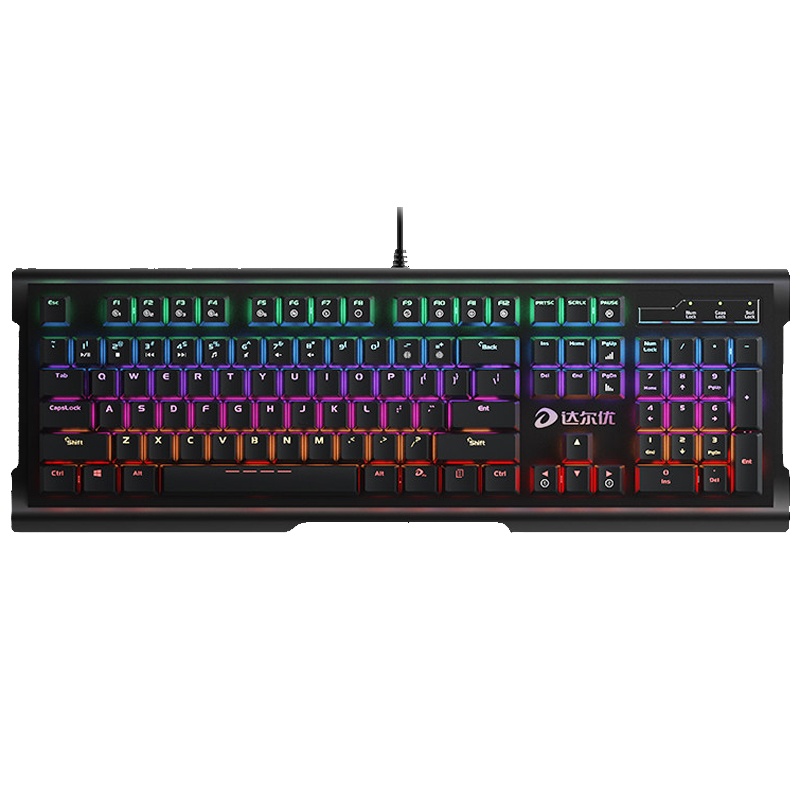 达尔优 LK168青轴机械键盘金属发光游戏键盘(USB口电竞 LOL绝地求生吃鸡 机械键盘) 达尔优LK168黑色青轴