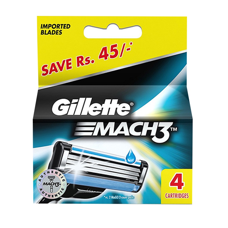 吉列(GILLETTE) MACH 3 锋速3 手动剃须刀刀片 4片装 新升级锋隐同款刀片